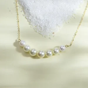 18K Gold Pearl Akoya Pearl Necklace Graduated Pearl 5-7mm Necklace for Women