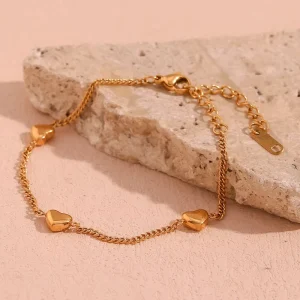 18K Gold Plated 316l Stainless Steel Heart Love Couple Bracelet Classic Fashion Jewelry with Designer Jewellery Charms