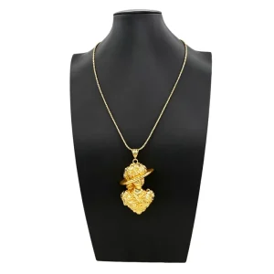 18K Gold Plated 3D Goddess Pendant Necklace Embossed Woman Head Portrait Chain Necklace for Women BK250267