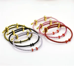 18K Gold Plated 8 Shaped Unisex Stainless Steel Bracelets Fashion Colorful Cable Wire Braided Rope with Accessories Charms