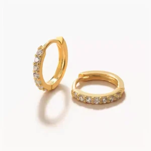 18K Gold Plated Anti-Allergy Body Piercing Jewelry 8mm Stainless Steel Zircon Earrings Nose Ring Fashion Weddings