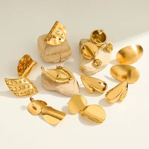 18K Gold Plated Anti Tarnish Stainless Steel Hypoallergenic Jewelry Jewellery Sets Women Earing Set