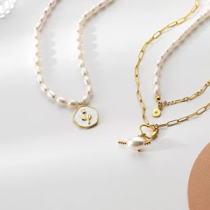 18K Gold Plated Baroque Pearl Pendant Necklace With Zircon Women’s Trendy Stainless Steel Jewelry For Wedding Occasions