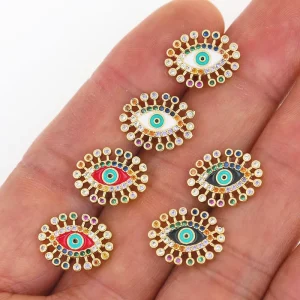 18K Gold Plated Brass Boho Chic Tarnish Resistant Evil Eyes Earrings for Women Spiritual Protection