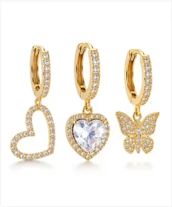 18K Gold Plated Brass CZ Charm Hoop Earrings Multi Style Huggie Animal Shape Jewelry for Women High Quality