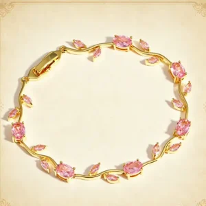 18K Gold Plated Brass Colorful Marquise Zircon Vine Bracelet Dainty Crystal Tennis Chain Wedding Jewelry for Women