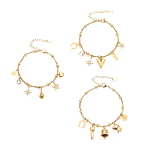 18K Gold Plated Butterfly Heart Fish Shape Lobster Clasp Charm for Bracelet Necklace DIY Stainless Steel Charms