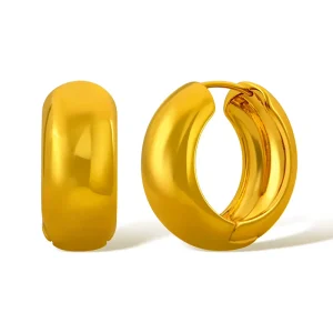 18K Gold Plated Chunky Smooth Women 20mm 22mm Hoop Earrings