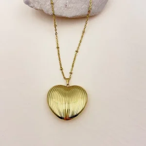 18K Gold Plated Filled Stainless Steel Love Heart Pendant Necklace Fashion Jewelry for Anniversaries