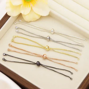 18K Gold Plated Inlay Zircon Box Chain Adjustable Bracelet Handmade Jewelry Pushed and Pulled Accessories
