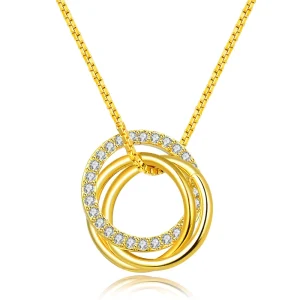 18K Gold Plated Jewelry Necklace 925 Sterling Silver Custom Circle Pendant Necklace for Women
