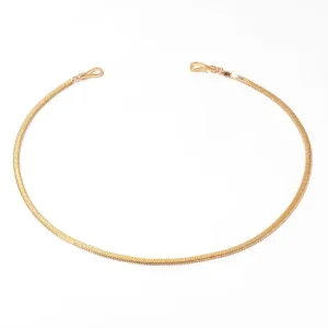 18K Gold Plated Minimalist Choker Necklace Flat Snake Chain Fashion Jewelry for Party Wear