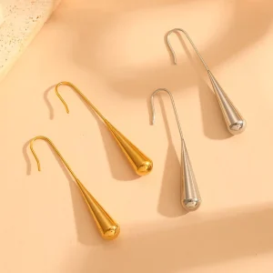 18K Gold Plated Minimalist Teardrop Hook Dangle Earrings 316 Stainless Steel Luxury Women Drop Earring Jewelry Custom