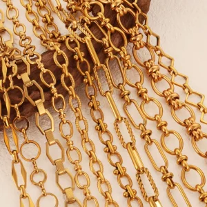 18K Gold Plated PVD Chains Necklace Stainless Steel Necklace Chain Bulk Hypoallergenic Waterproof Tarnish Free Jewelry