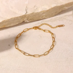 18K Gold Plated Paper Clip Anklet New INS Style Stainless Steel All match Fashion Accessory Women’s Jewelry