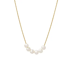 18K Gold Plated Pearl Jewelry Designs Stainless Steel Custom Necklaces Trendy Geometric Chain Women Pearl Necklace