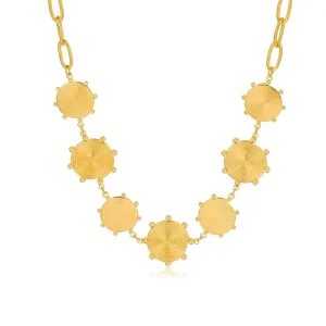 18K Gold Plated Pearl Necklace for Women Retro Matte Stainless Steel Waterproof Elegant Pendant Chain
