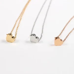 18K Gold Plated Personalize Stainless Steel Custom Choker Heart Necklace