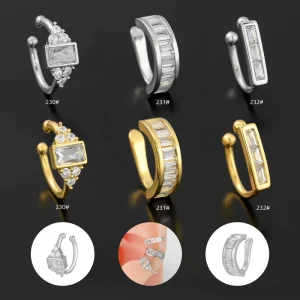 18K Gold Plated Silver Cubic Zircon Dainty Ear Cuff Earrings Non Piercing Cartilage Earrings for Women Fashionable Cuff