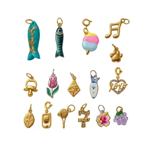 18K Gold Plated Stainless Steel Charm Necklace Pendant Flower Cat Heart Charm for Jewelry DIY Party Gift Wedding
