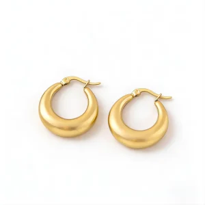 18K Gold Plated Stainless Steel Chunky Hoop Earrings Women French Style Waterproof Non Tarnish Hypoallergenic Fashion Jewelry
