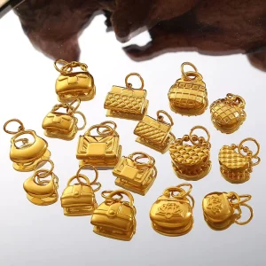 18K Gold Plated Stainless Steel Compact DIY Mini Bag Pendant Accessories Versatile Fashion Pendants Charms