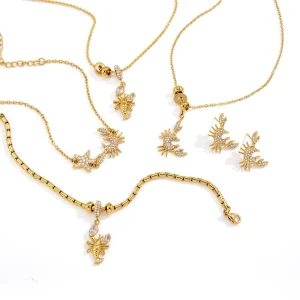 18K Gold Plated Stainless Steel Crab Earring White Rhinestone Animal Stud Earrings Resort Jewelry for Women