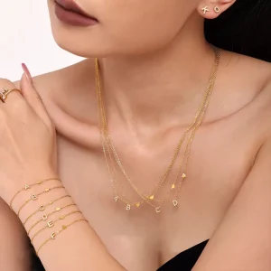 18K Gold Plated Stainless Steel Initial Letter Jewelry Set Necklace Earrings Ring Bracelet Waterproof for Women