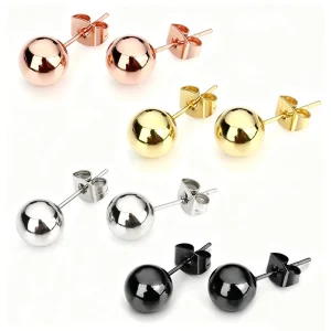 18K Gold Plated Stainless Steel Personalized Hypoallergenic Trendy Fashion Jewelry Anniversary Stud Earrings Unisex