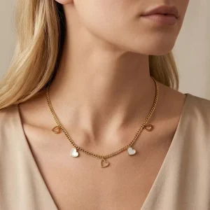 18K Gold Plated Stainless Steel Sweet Heart Charm Necklace for Women Custom Fashion Accessories
