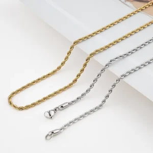 18K Gold Plated Stainless Steel Twisted Necklace DIY Jewelry Making Fashion Twist Necklace Accessories