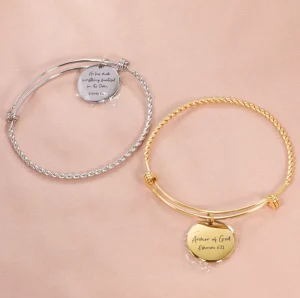 18K Gold Plated Stainless Steel Wire Bangle Bracelet Fashion Waterproof Charm Bracelets with Engraved ID LOGO