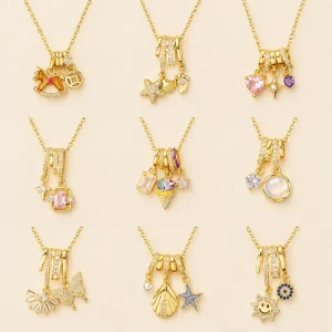 18K Gold Plated Tarnish Free Butterfly Bow Heart Moon Stainless Steel Women’s Fashion Pendant Jewelry Chokers Chains Necklaces