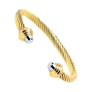 18K Gold Plated Twist Cable Open Bangle Women’s Fashion Stainless Steel Cuff Bracelets Jewelry Factory Dropshipping