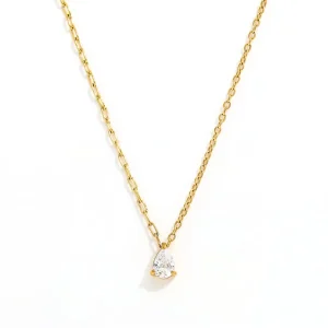 18K Gold Plated Waterproof No Fade Fashion Permanent Versatile Fine Teardrop Pendant Stainless Steel Necklace
