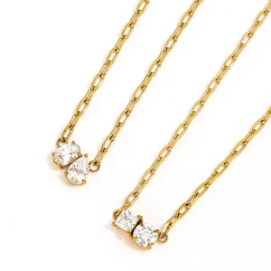 18K Gold Plated Waterproof Simple Fashion Zirconia Spliced Pendant Solid Chain Stainless Steel Necklace