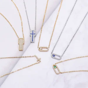 18K Gold Plated Women’s Stainless Steel Cross Necklace with Link Chain