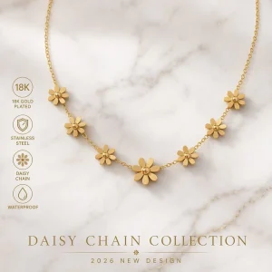 18K Gold St Steel Daisy Necklace for Party Gift Women Sunflower Niche Non Tarnish