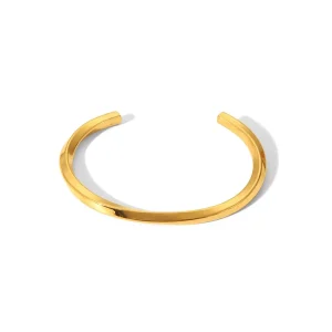 18K Gold Stainless Steel Fashion Bracelets Non-Fading Simple Twist Opening Cuff Bangles for Women