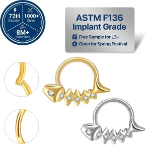 18K Gold and Titanium Nose Ring Clicker Piercing Hoop Hinged Segment Jewelry