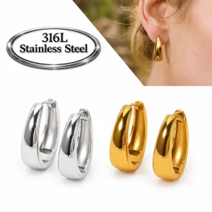 18K Gold plated 316L Stainless Steel Unisex Wedding Ear Piercing Geometric Shape Fade Resistant Highly Polished