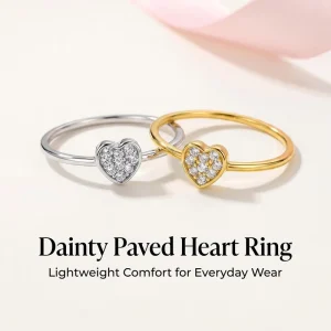 18K Gold plated Non fading Heart shaped Diamond encrusted Stainless Steel Ring Elegant High end Couple’s diamond Ring