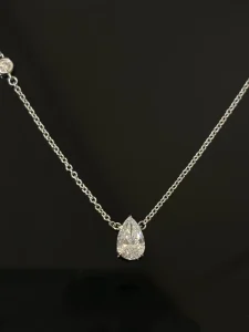 18K Lab Grown Diamond Gold Plated Link Necklace Pear Cut