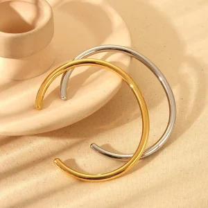 18K PVD Gold Plated Stainless Steel High Polished Waterdrop Opening Cuff Bracelets Gift Fashion Jewelry