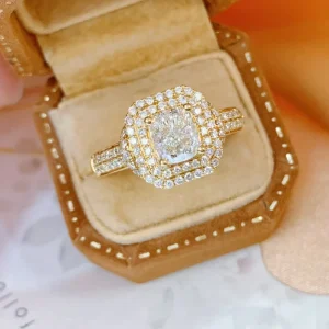 18K Solid Real Gold 1.0ct Natural Moissanite Ring Women Latest Exquisite Luxury Cluster Diamond Wedding Ring