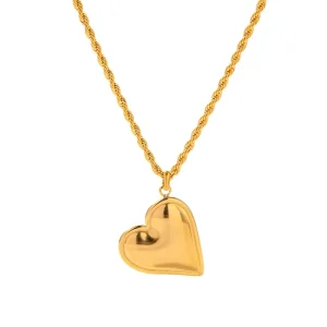18K Stainless Steel Fashionable Trendy Heart Pendant Necklace Classic Rope Chains Link Chain Women Necklaces