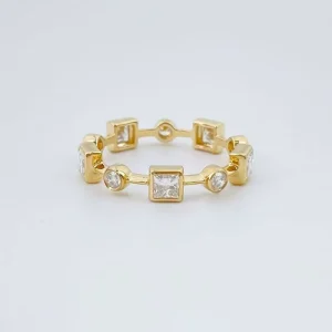 18K Yellow Gold Minimalist Slim Lab Created Diamond Women Jewellery Chinese Jewelry Chunky Jewelry Ring Fashion Rings
