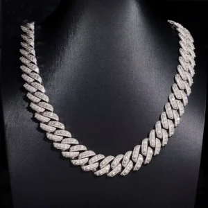 18MM Cuban Link Hip Hop Jewelry Set Copper With Moissanite Stone Necklace & Bracelet For Men And Women Bulk