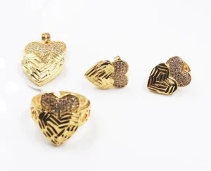 18k 4pis Full Good Quality CZ Heart Luxury Set Jewelry