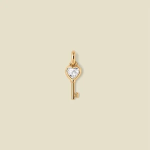 18k Gold Cubic Zirconia Heart Key Charm Manufacturer Custom Free Design High Quality Charm For Women Designer Customized Charm